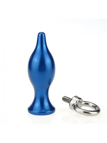 Анальная пробка синяя с кольцом 7х2,6 см