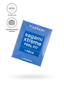 Презервативы SAGAMI, EXTREME, FEEL FIT, гладкие, 19 СМ, 5,1 СМ, 1 ШТ.