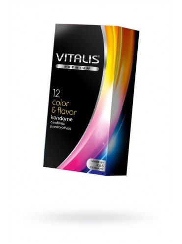 Презервативы Vitalis, premium, цветные, аромат, 18 см, 5,3 см, 12 шт.