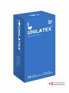 Презервативы классические UNILATEX NATURAL PLAIN 12 ШТ +3 шт. в подарок
