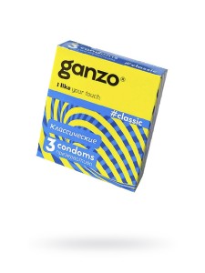Презервативы GANZO, CLASSIC, классические, латекс, двойная смазка, 18,5 см, 5,2 см, 3 шт