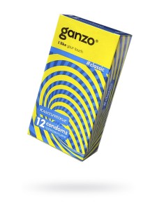 Презервативы GANZO, CLASSIC, классические, латекс, двойная смазка, 18,5 см, 5,2 см, 12 шт
