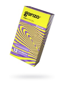 Презервативы GANZO, SENSE, тонкие, латекс, 18 см, 5,2 см, 12 шт