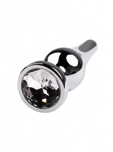Анальная втулка METAL BY TOYFA, металл, серебряная, с кристаллом цвета алмаз, 10 СМ, Ø 3 см, 95 г
