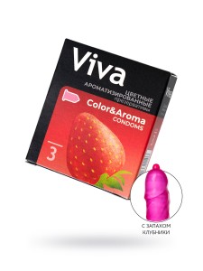 Презервативы VIVA цветные ароматизированные 3 шт, латекс, 18,5 см