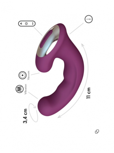 Двусторонний вакуумный клиторальный стимулятор с вагинальным отростком Phoenix, цвет Сливовый (INFINITE)