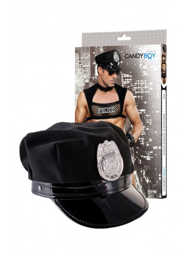 Костюм полицейского CANDY BOY DAVIS, черный, OS (топ, трусы, фуражка, митенки, очки, наручники)