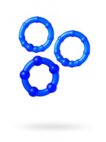 Набор из 3-х колец, силикон, синий, Ø 3,5/3/2 см