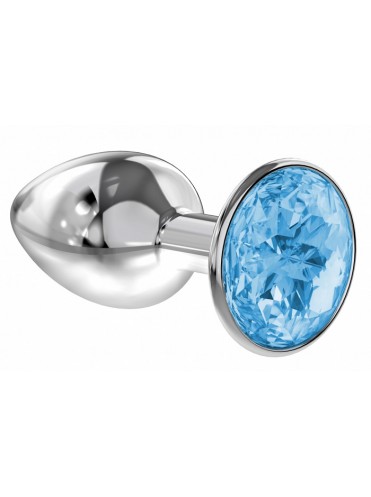 Анальная пробка DIAMOND LIGHT BLUE SPARKLE SMALL 7/2,8 см