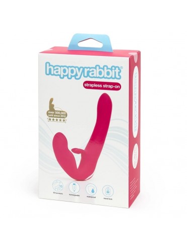Happy Rabbit Страпон Strapless-on с вибрацией, розовый