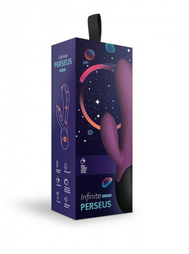 Нагреваемый тихий вибратор с клиторальным отростком Perseus, цвет сливовый (INFINITE collection)