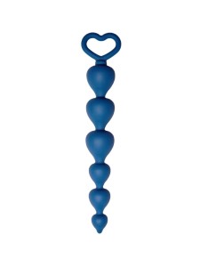Анальная цепочка Heart Ray, силикон, диаметр до 2,5 см, длина 17,5 см , цвет кобальт