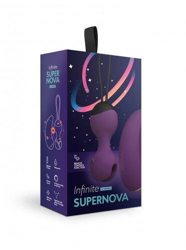 2 в 1 Виброшарики Кегеля с вибро-пультом ду SuperNova, цвет сливовый (INFINITE collection)