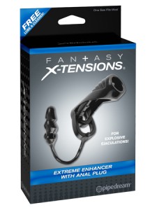 Насадка стимулирующая Extreme Enhancer with Anal Plug с кольцом на мошонку с анальной пробкой черная