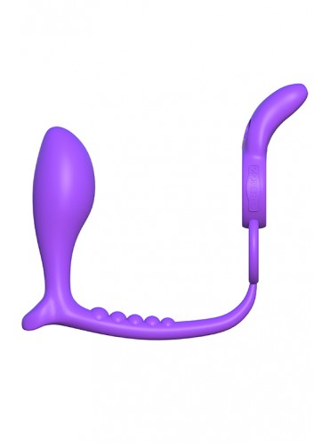 Эрекционное кольцо Ass-Gasm Vibrating Rabbit на пенис и мошонку с анальным стимулятором фиолетовый