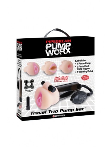 Набор PUMP WORX: помпа пластиковая мужская в комплекте с реалистичными насадками из 3-х штук